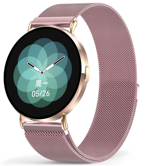 Chytré hodinky Veluxeo Round s bluetooth voláním zlaté s milánským tahem