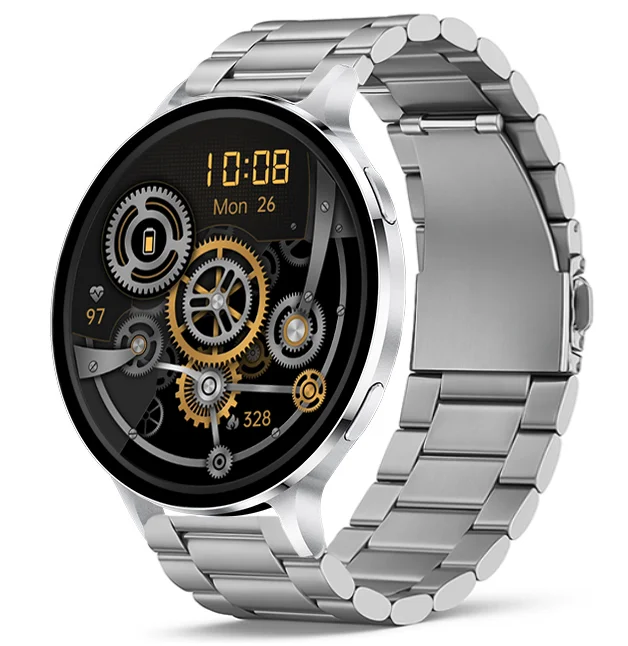 Chytré hodinky Veluxeo Ringo s bluetooth voláním stříbrné s ocelovým řemínkem