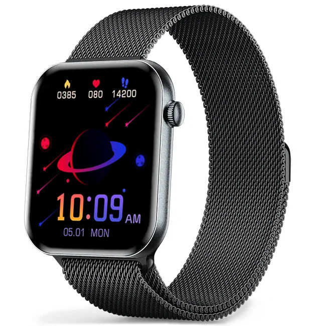 Chytré hodinky Veluxeo Mono s bluetooth voláním černé s milánským tahem