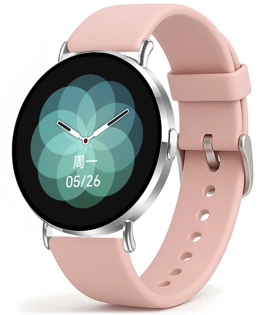 Chytré hodinky Veluxeo Round s bluetooth voláním stříbrné se silikonovým řemínkem