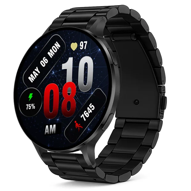 Chytré hodinky Veluxeo Ringo s bluetooth voláním černé s ocelovým řemínkem