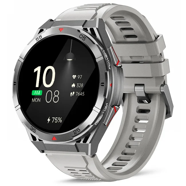 Chytré hodinky Veluxeo Fusion s GPS a bluetooth voláním šedé se silikonovým řemínkem