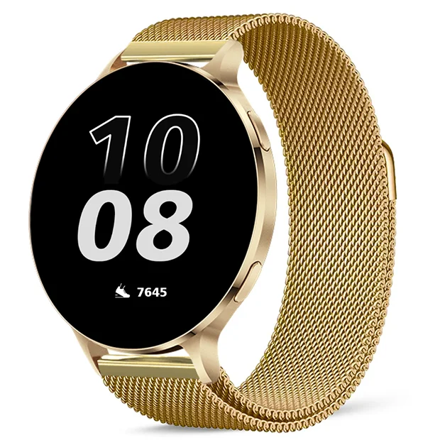 Chytré hodinky Veluxeo Ringo s bluetooth voláním zlaté s milánským tahem