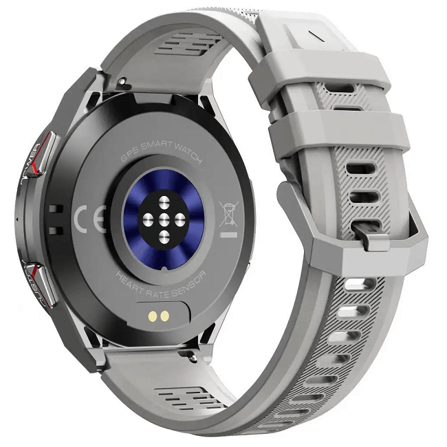 Chytré hodinky Veluxeo Fusion s GPS a bluetooth voláním šedé se silikonovým řemínkem
