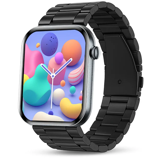 Chytré hodinky Veluxeo Mono s bluetooth voláním černé s ocelovým řemínkem