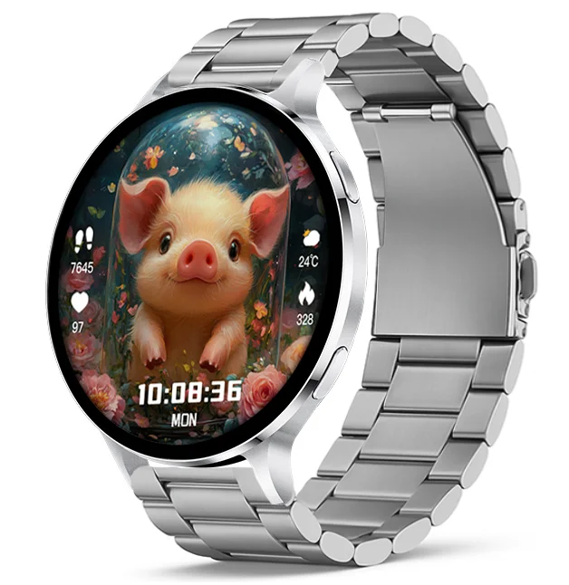 Chytré hodinky Veluxeo Ringo s bluetooth voláním stříbrné s ocelovým řemínkem