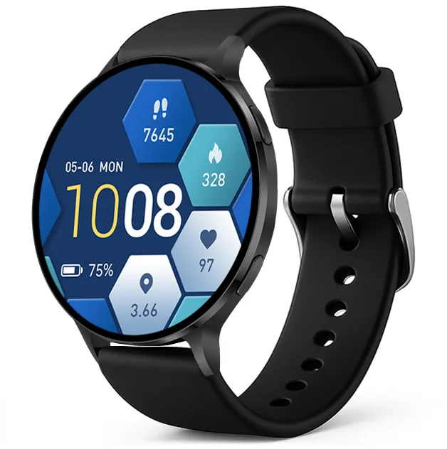 Chytré hodinky Veluxeo Ringo s bluetooth voláním černé se silikonovým řemínkem