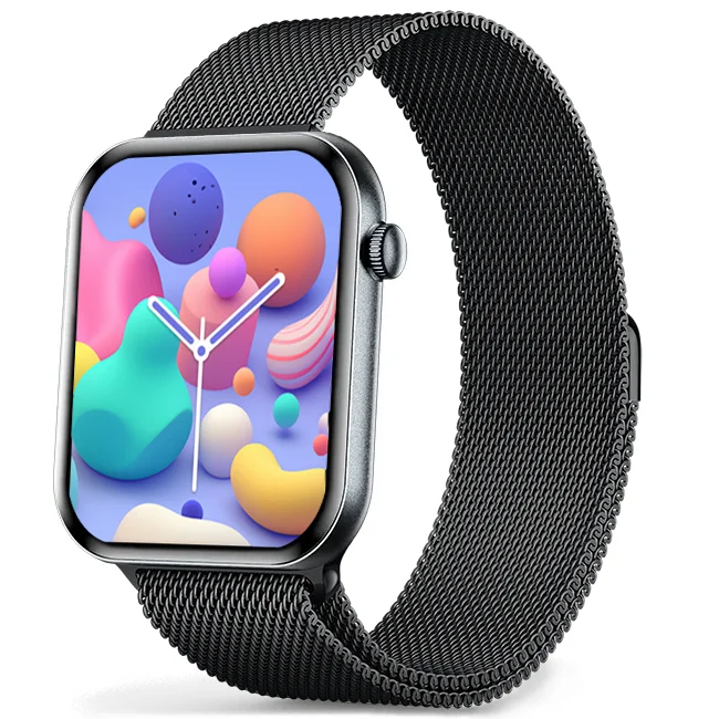 Chytré hodinky Veluxeo Mono s bluetooth voláním černé s milánským tahem