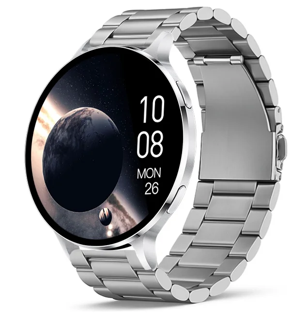 Chytré hodinky Veluxeo Ringo s bluetooth voláním stříbrné s ocelovým řemínkem