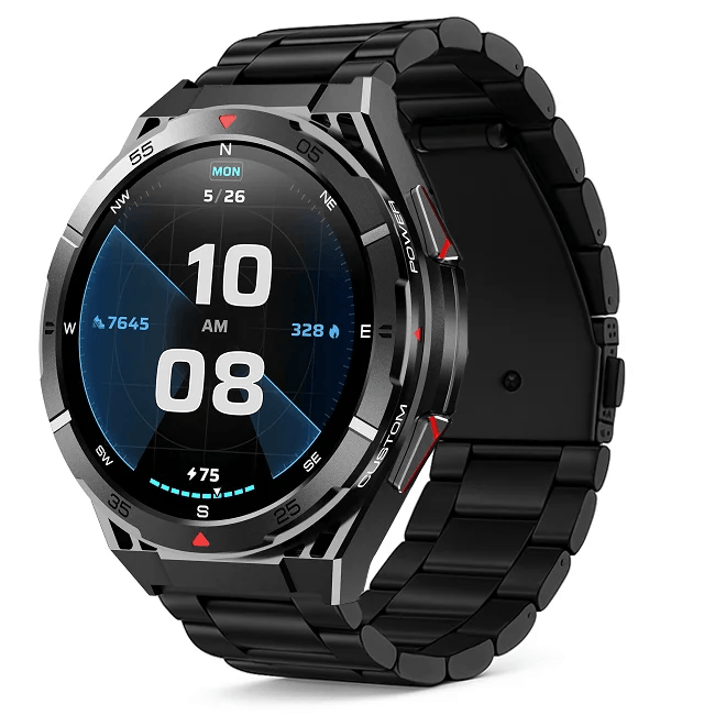 Chytré hodinky Veluxeo Fusion s GPS a bluetooth voláním černé s ocelovým řemínkem