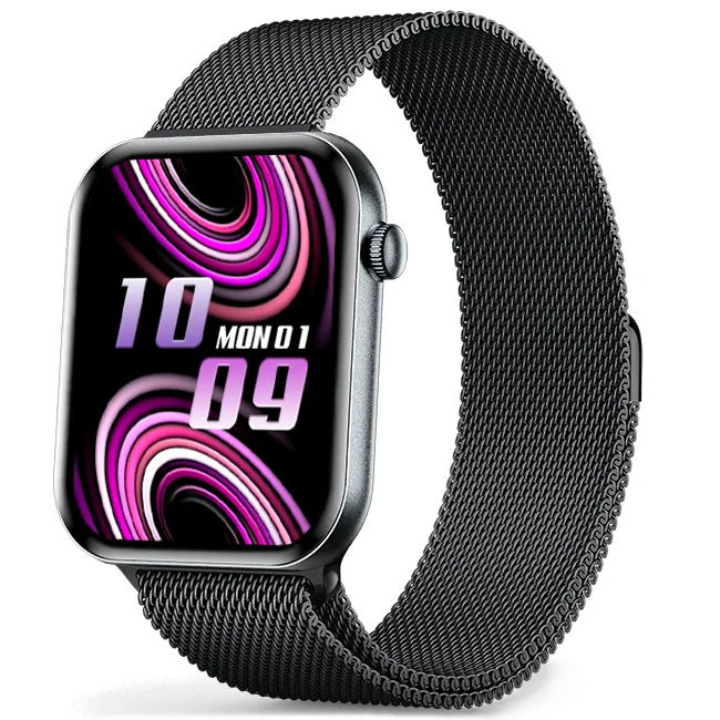 Chytré hodinky Veluxeo Mono s bluetooth voláním černé s milánským tahem