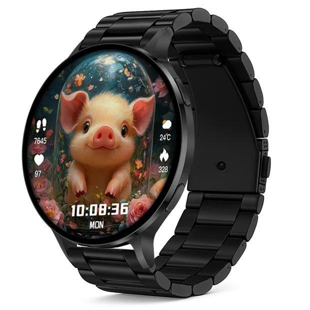 Chytré hodinky Veluxeo Ringo s bluetooth voláním černé s ocelovým řemínkem