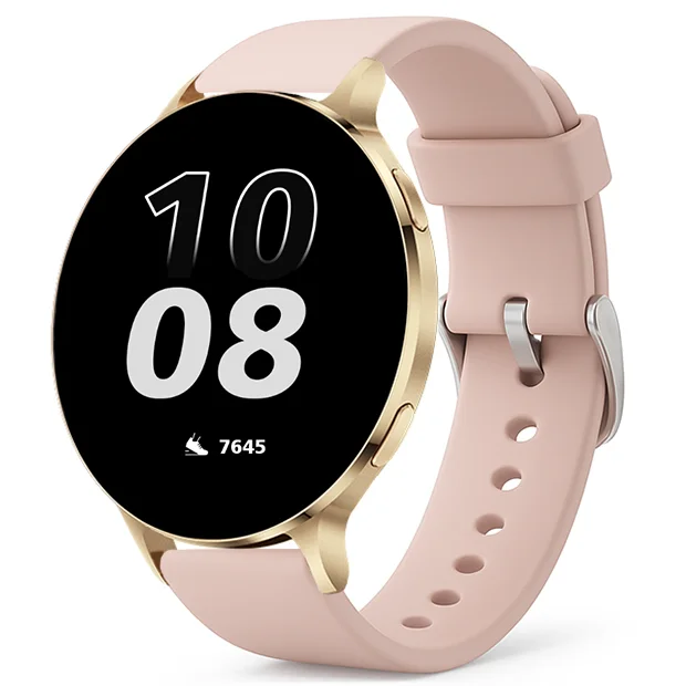 Chytré hodinky Veluxeo Ringo s bluetooth voláním zlaté se silikonovým řemínkem