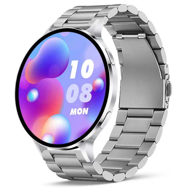 Chytré hodinky Veluxeo Ringo s bluetooth voláním stříbrné s ocelovým řemínkem