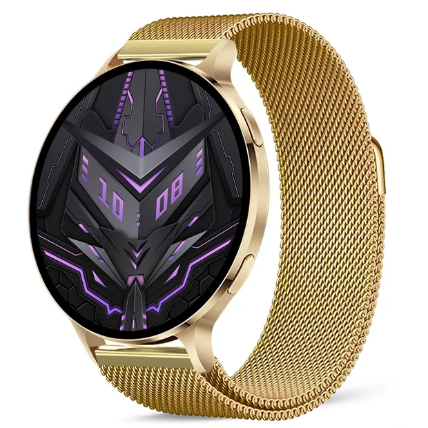 Chytré hodinky Veluxeo Ringo s bluetooth voláním zlaté s milánským tahem