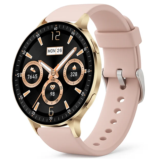 Chytré hodinky Veluxeo Ringo s bluetooth voláním zlaté se silikonovým řemínkem