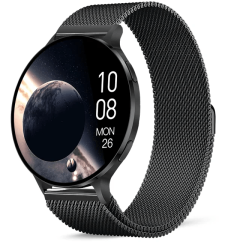 Chytré hodinky Veluxeo Ringo s bluetooth voláním černé s milánským tahem