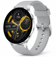 Chytré hodinky Veluxeo Ringo s bluetooth voláním stříbrné se silikonovým řemínkem