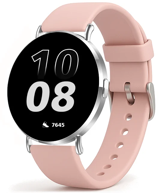 Chytré hodinky Veluxeo Round s bluetooth voláním stříbrné se silikonovým řemínkem