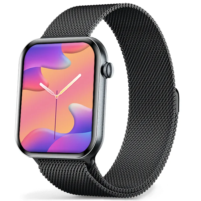 Chytré hodinky Veluxeo Mono s bluetooth voláním černé s milánským tahem