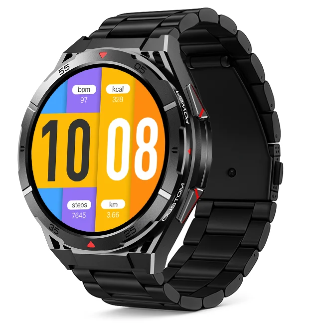 Chytré hodinky Veluxeo Fusion s GPS a bluetooth voláním černé s ocelovým řemínkem