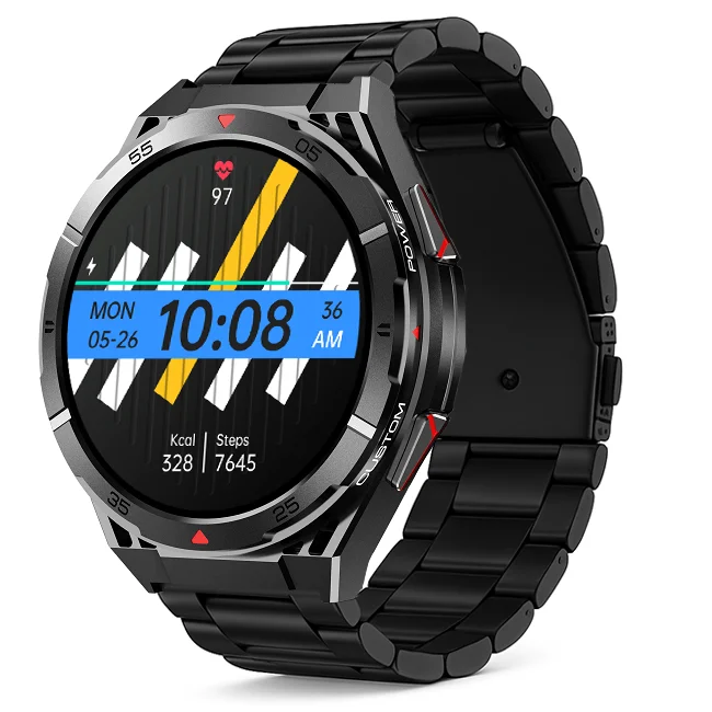 Chytré hodinky Veluxeo Fusion s GPS a bluetooth voláním černé s ocelovým řemínkem