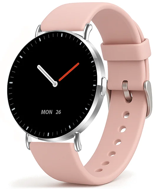 Chytré hodinky Veluxeo Round s bluetooth voláním stříbrné se silikonovým řemínkem