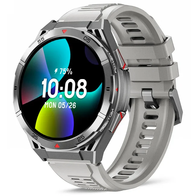 Chytré hodinky Veluxeo Fusion s GPS a bluetooth voláním šedé se silikonovým řemínkem