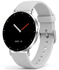 Chytré hodinky Veluxeo Round s bluetooth voláním stříbrné se silikonovým řemínkem