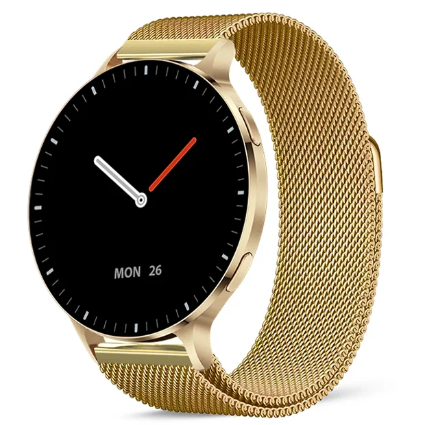 Chytré hodinky Veluxeo Ringo s bluetooth voláním zlaté s milánským tahem