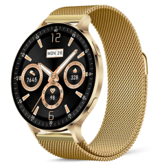 Chytré hodinky Veluxeo Ringo s bluetooth voláním zlaté s milánským tahem