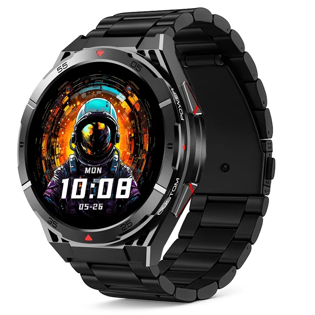 Chytré hodinky Veluxeo Fusion s GPS a bluetooth voláním černé s ocelovým řemínkem