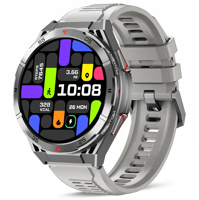 Chytré hodinky Veluxeo Fusion s GPS a bluetooth voláním šedé se silikonovým řemínkem