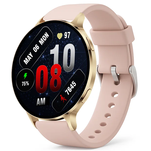 Chytré hodinky Veluxeo Ringo s bluetooth voláním zlaté se silikonovým řemínkem