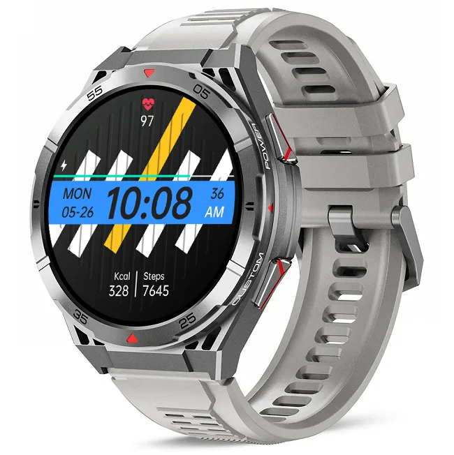 Chytré hodinky Veluxeo Fusion s GPS a bluetooth voláním šedé se silikonovým řemínkem