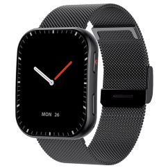 Chytré hodinky Veluxeo Edge s bluetooth voláním černé s milánským tahem