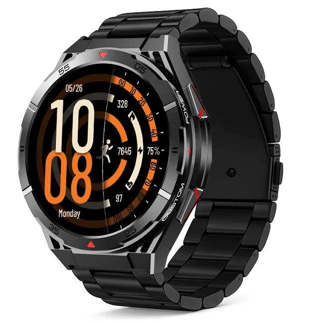 Chytré hodinky Veluxeo Fusion s GPS a bluetooth voláním černé s ocelovým řemínkem