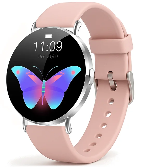 Chytré hodinky Veluxeo Round s bluetooth voláním stříbrné se silikonovým řemínkem