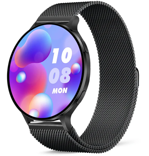 Chytré hodinky Veluxeo Ringo s bluetooth voláním černé s milánským tahem