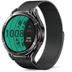 Chytré hodinky Veluxeo Fusion s GPS a bluetooth voláním černé s milánským tahem